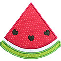 Watermelon Slice Hearts Applique Design