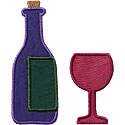 Wine And Glass Applique Design