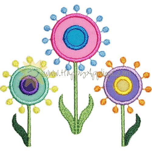 Dot Flowers Applique Design