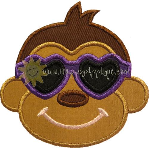 Girl Cool Monkey Applique Design
