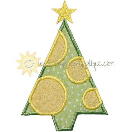 Abstract Circles Christmas Tree Applique Design