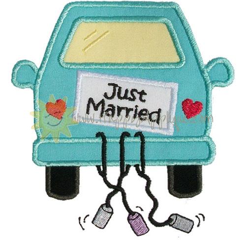 Just Married Car Applique Design