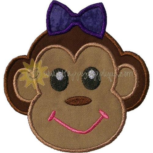 Monkey Face Girl Applique Design