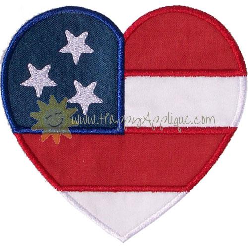 USA Flag Heart Applique Design