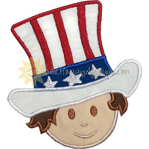Boy Patriotic Hat Applique Design