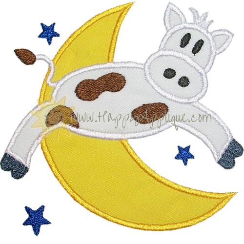 Cow Jumping Over the Moon Applique Design