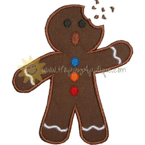 Gingerbread Boy Bite Applique Design
