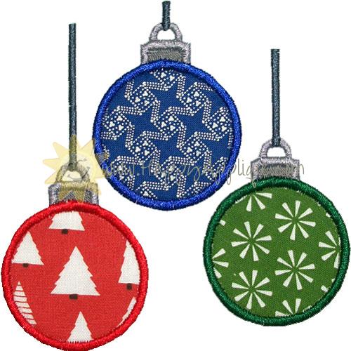 Three Christmas Balls Applique Design