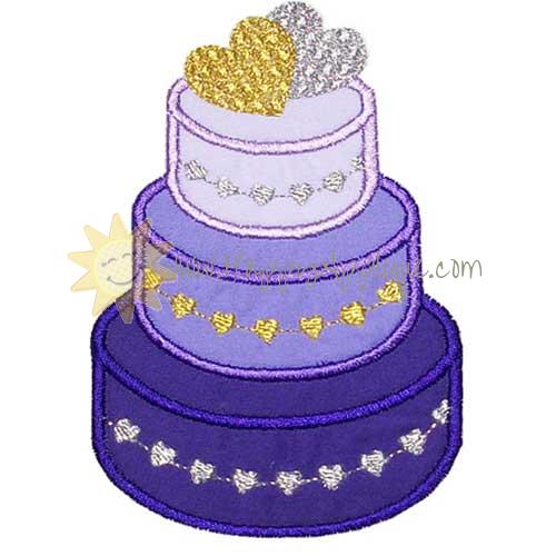Wedding Cake Hearts Applique Design