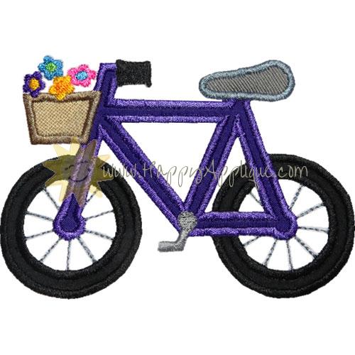 Bike Flower Basket Applique Design
