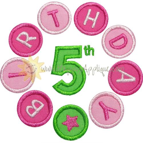 Fifth Birthday Circle Applique Design