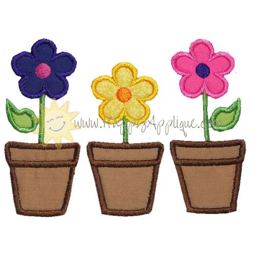 Flower Pots Applique Design