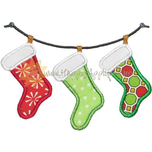 Hanging Christmas Stockings Applique Design