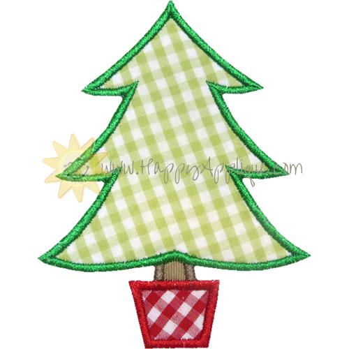 Potted Christmas Tree Applique Design