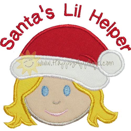 Santas Lil Helper Girl Applique Design