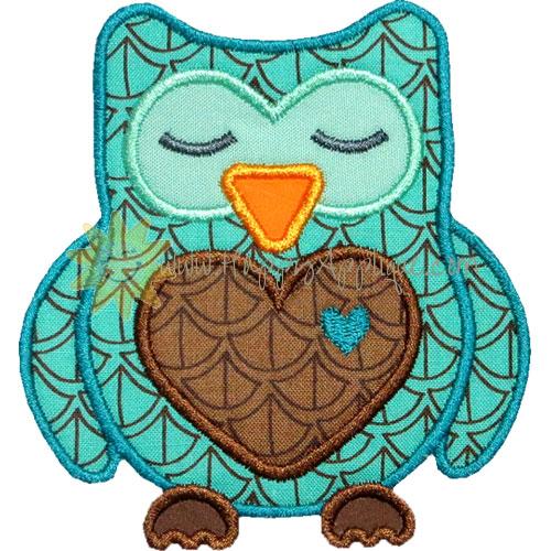 Sleeping Heart Owl Applique Design