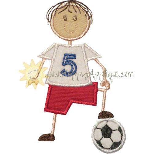 Stick Soccer Boy Applique Design