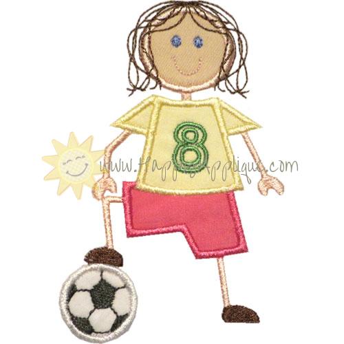 Stick Soccer Girl Applique Design