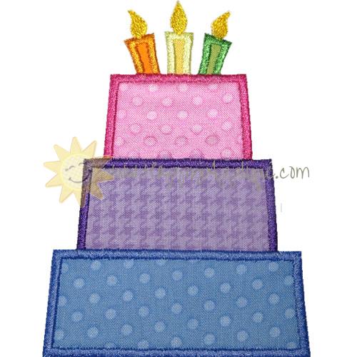 Three Tiered Birthday Cake Applique Design