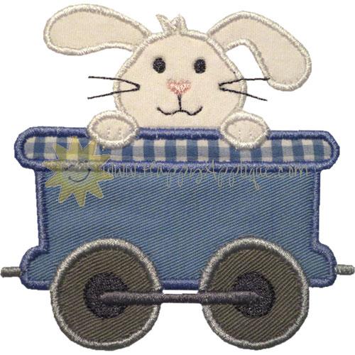 Train Car Bunny Applique Design