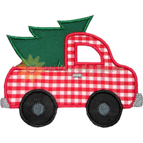 Truck Christmas Tree Applique Design