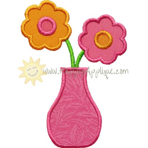 Flower Vase Applique Design