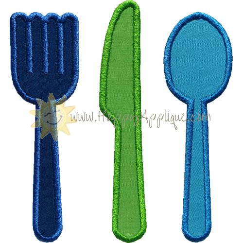 Fork Knife Spoon Applique Design