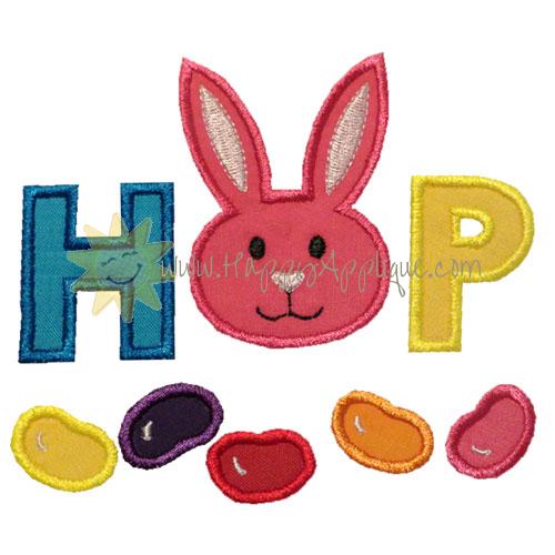 Hop Bunny Jelly Beans Applique Design