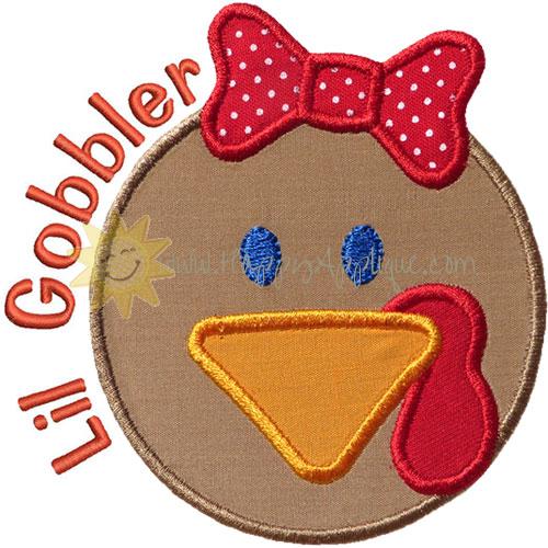 Lil Gobbler Girl Applique Design