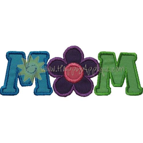 Mom Flower Lettering Applique Design