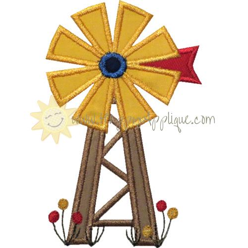 Old Farm Windmill Applique Design