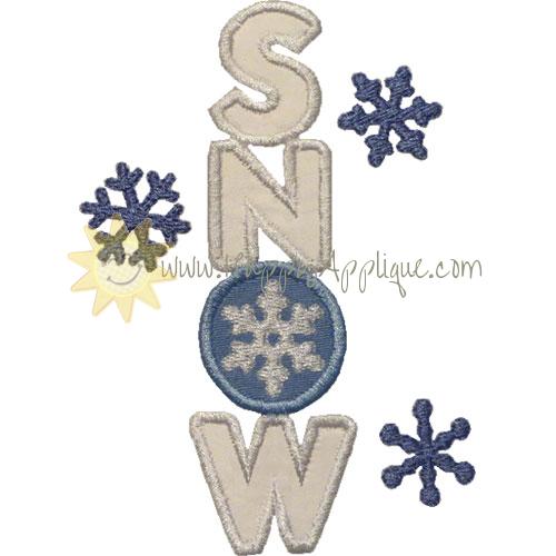 Snow Lettering Applique Design