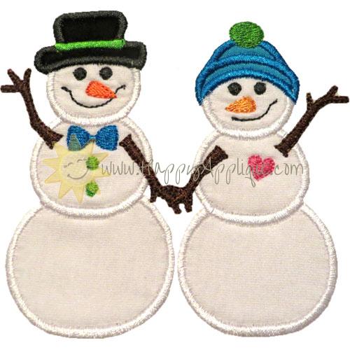 Snowman Couple Applique Design