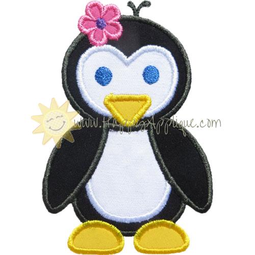 Baby Girl Penguin Applique Design