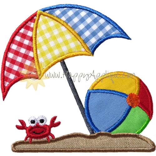 Beach Umbrella Ball Applique Design
