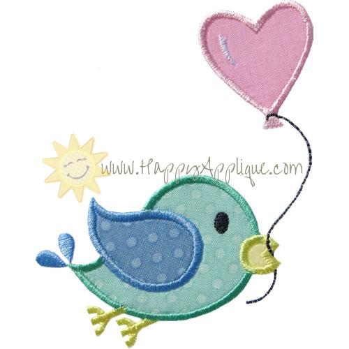 Bird Heart Balloon Applique Design