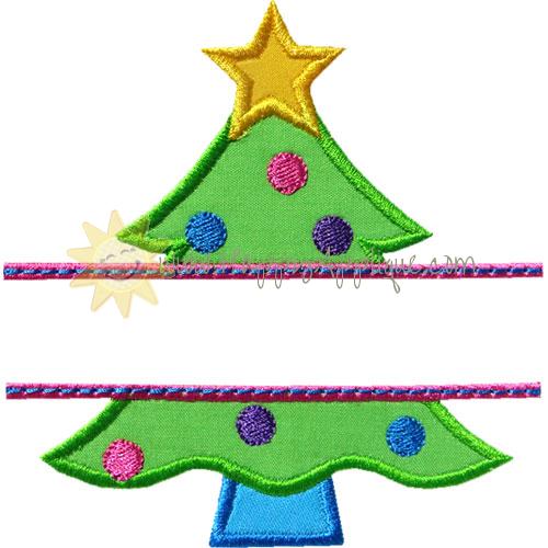Christmas Tree Name Plate Applique Design