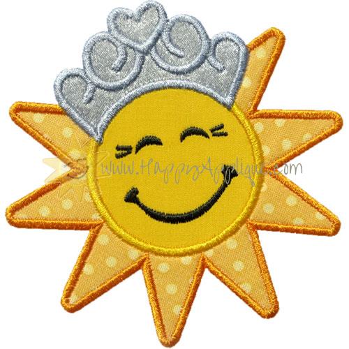 Crown Happy Sun Applique Design