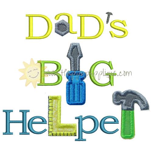 Dads Big Helper Applique Design