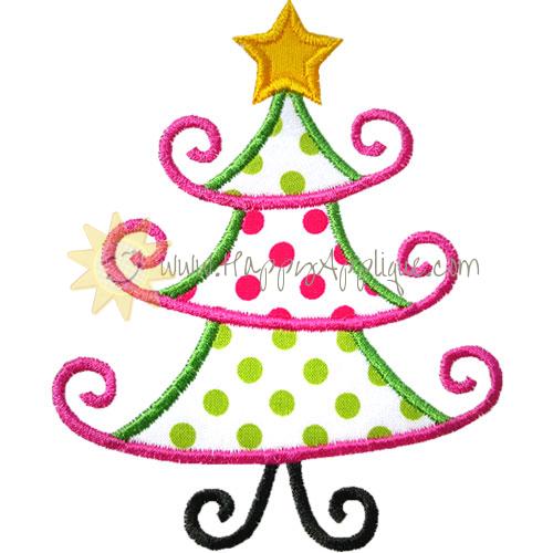 Fancy Christmas Tree Applique Design