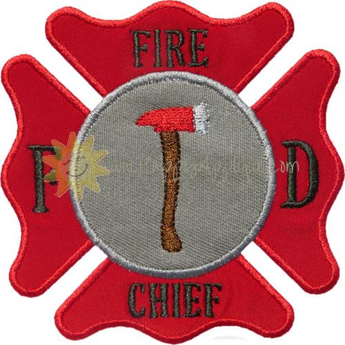 Fireman Badge Applique Design