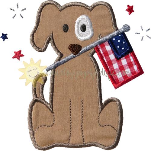 Fireworks Flag Dog Applique Design