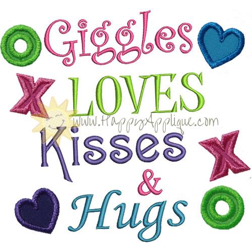 Giggles Kisses Hugs Applique Design