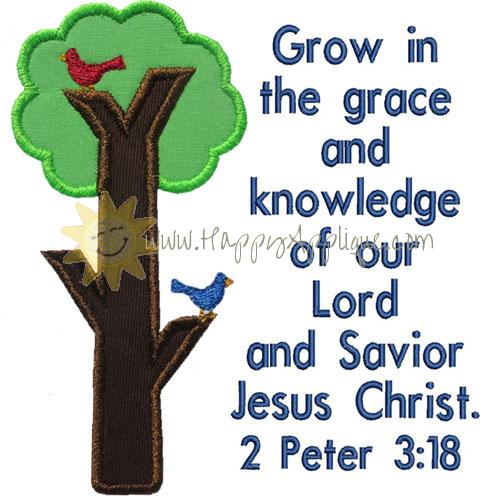 Grow In Lord Tree Applique Design