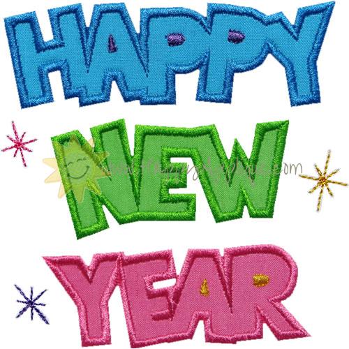 Happy New Year Lettering Applique Design