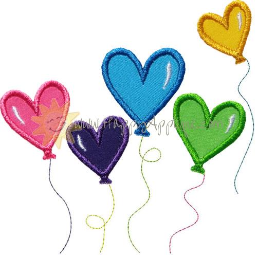 Heart Balloons Applique Design