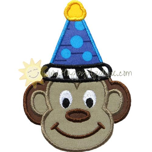 Monkey Party Hat Applique Design