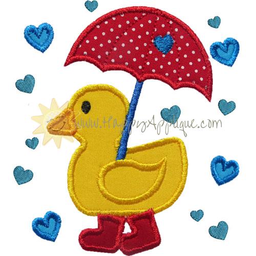 Raining Hearts Duck Applique Design
