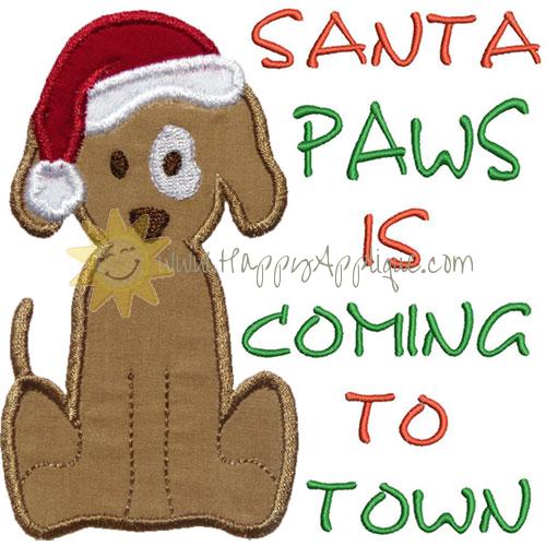 Santa Paws Dog Applique Design