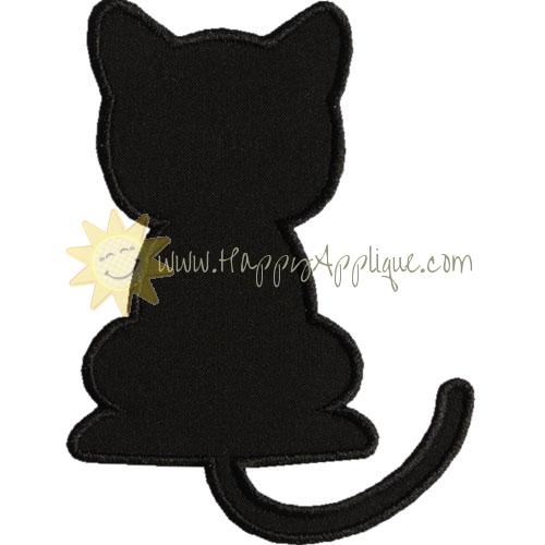 Sitting Cat Silhouette Applique Design